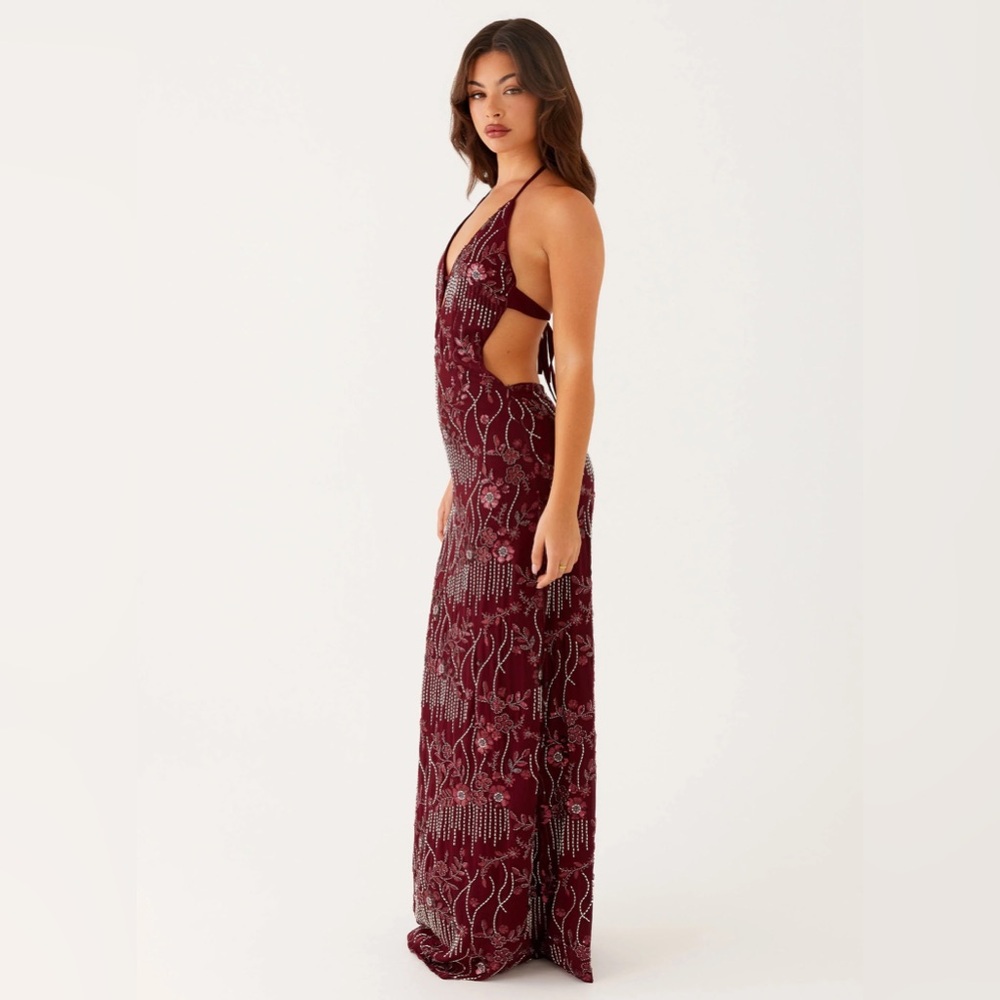 ALL FOR LOVE BEADED OCEANUS ANNIES DRESS BURGUNDY Elegant Evening Gown REVOLVE - Picture 4 of 11